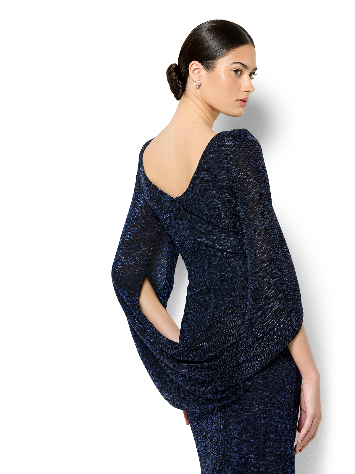 Vivian Navy Metallic Gown