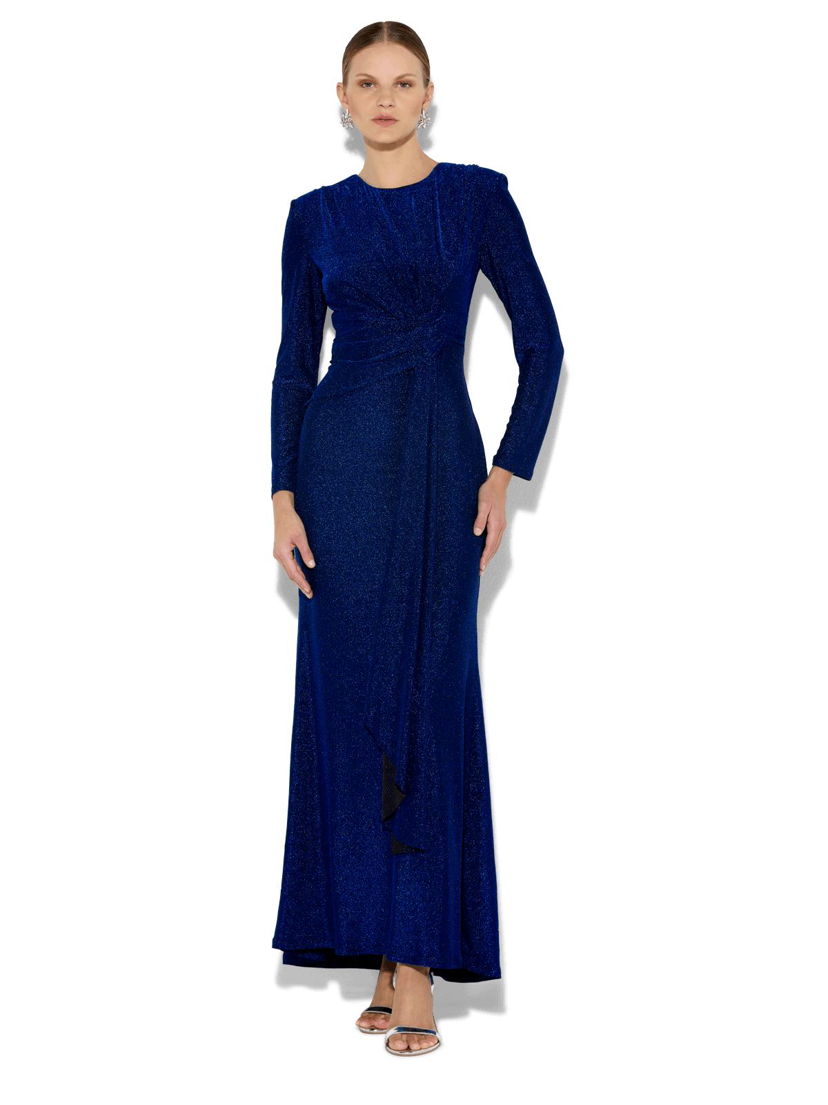 Zoe Sapphire Metallic Knit Gown