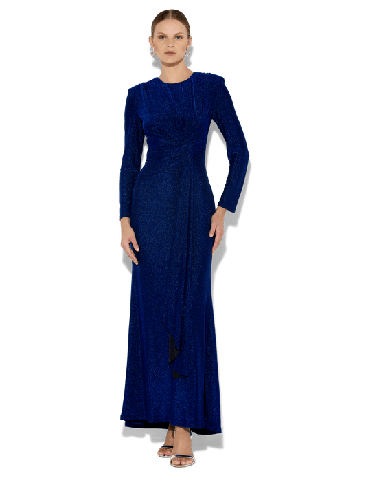 Zoe Sapphire Metallic Knit Gown
