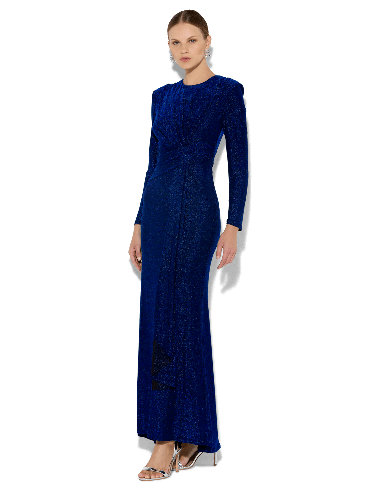 Zoe Sapphire Metallic Knit Gown