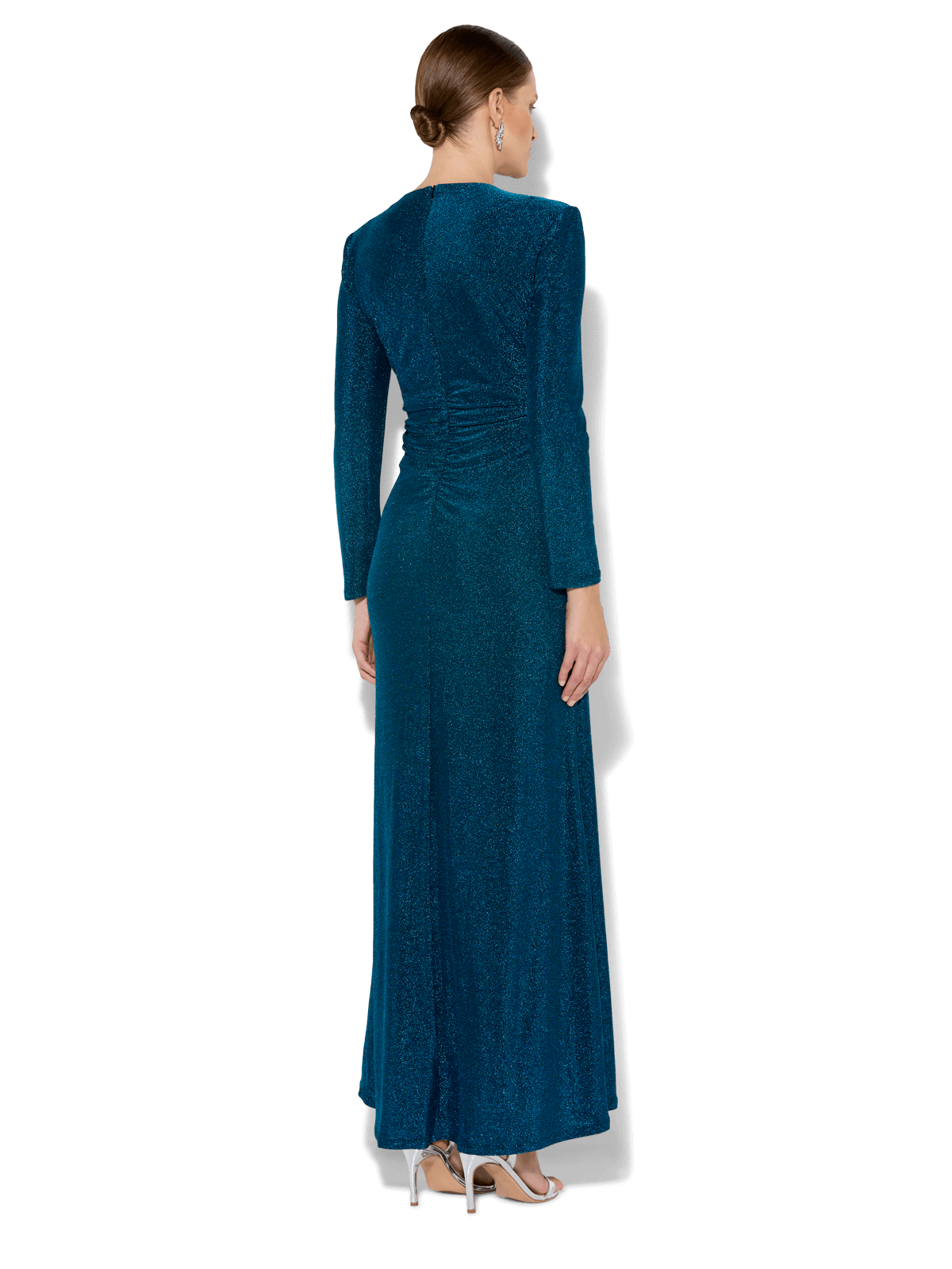 Zoe Teal Metallic Knit Gown