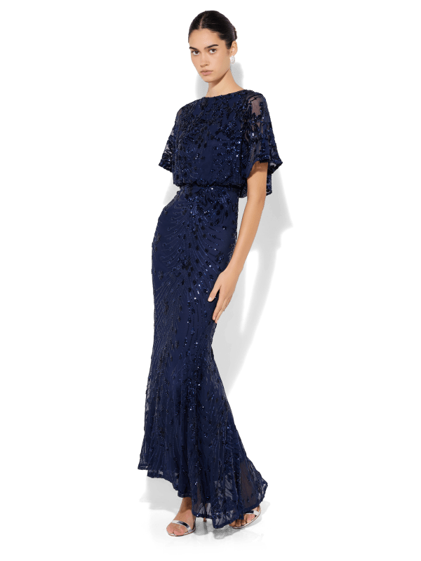 Aria Navy Sequin Maxi by Montique