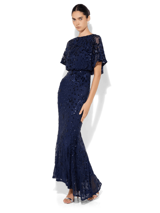 Aria Navy Sequin Maxi by Montique