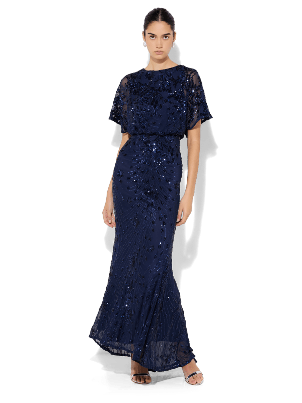 Aria Navy Sequin Maxi by Montique