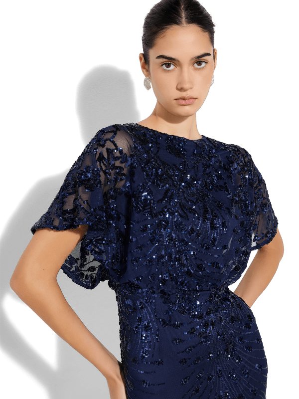 Aria Navy Sequin Maxi by Montique