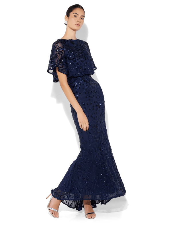 Aria Navy Sequin Maxi by Montique