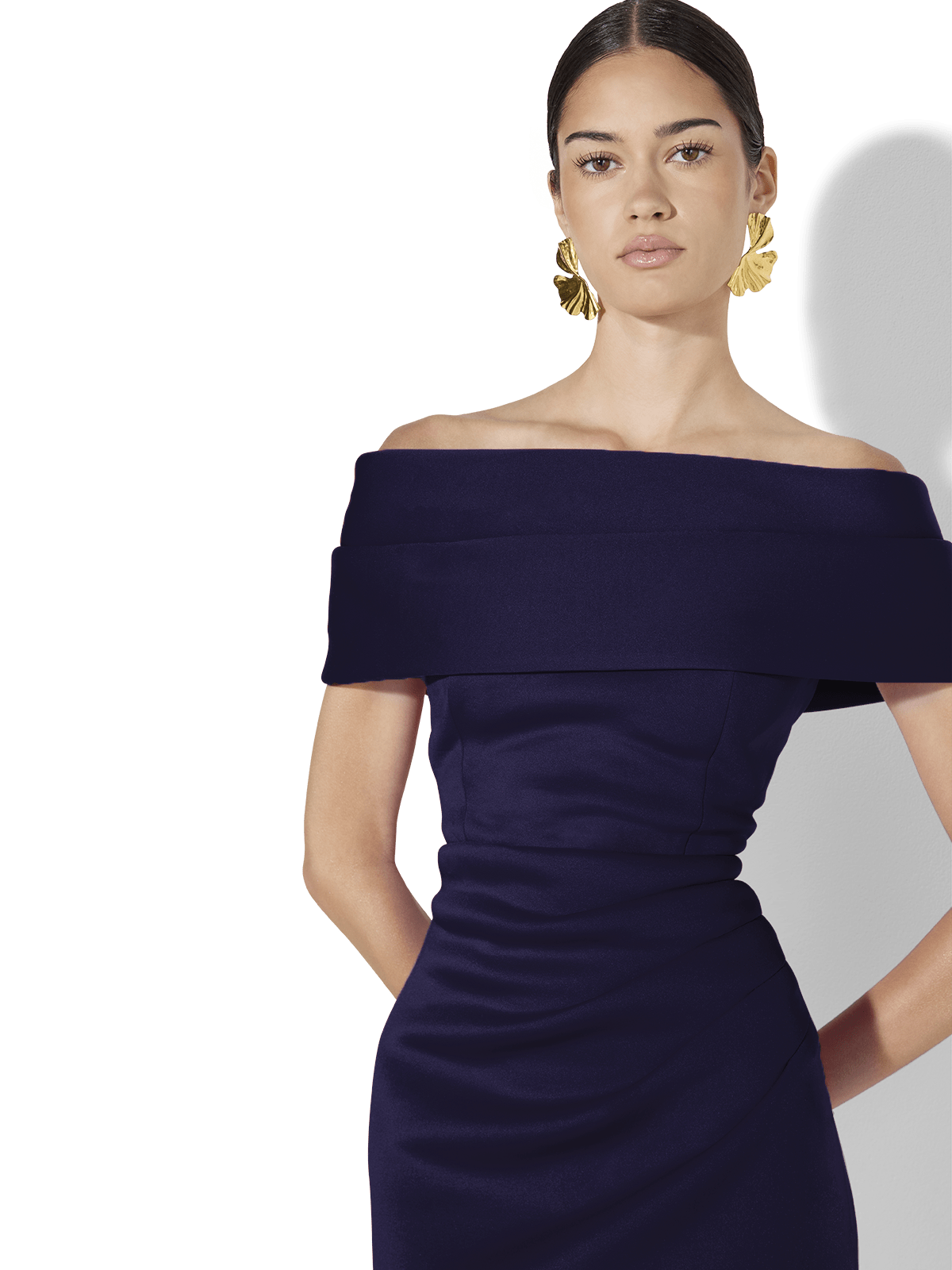 Dalton Navy Off The Shoulder Gown