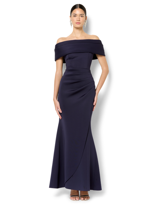 Dalton Navy Off The Shoulder Gown