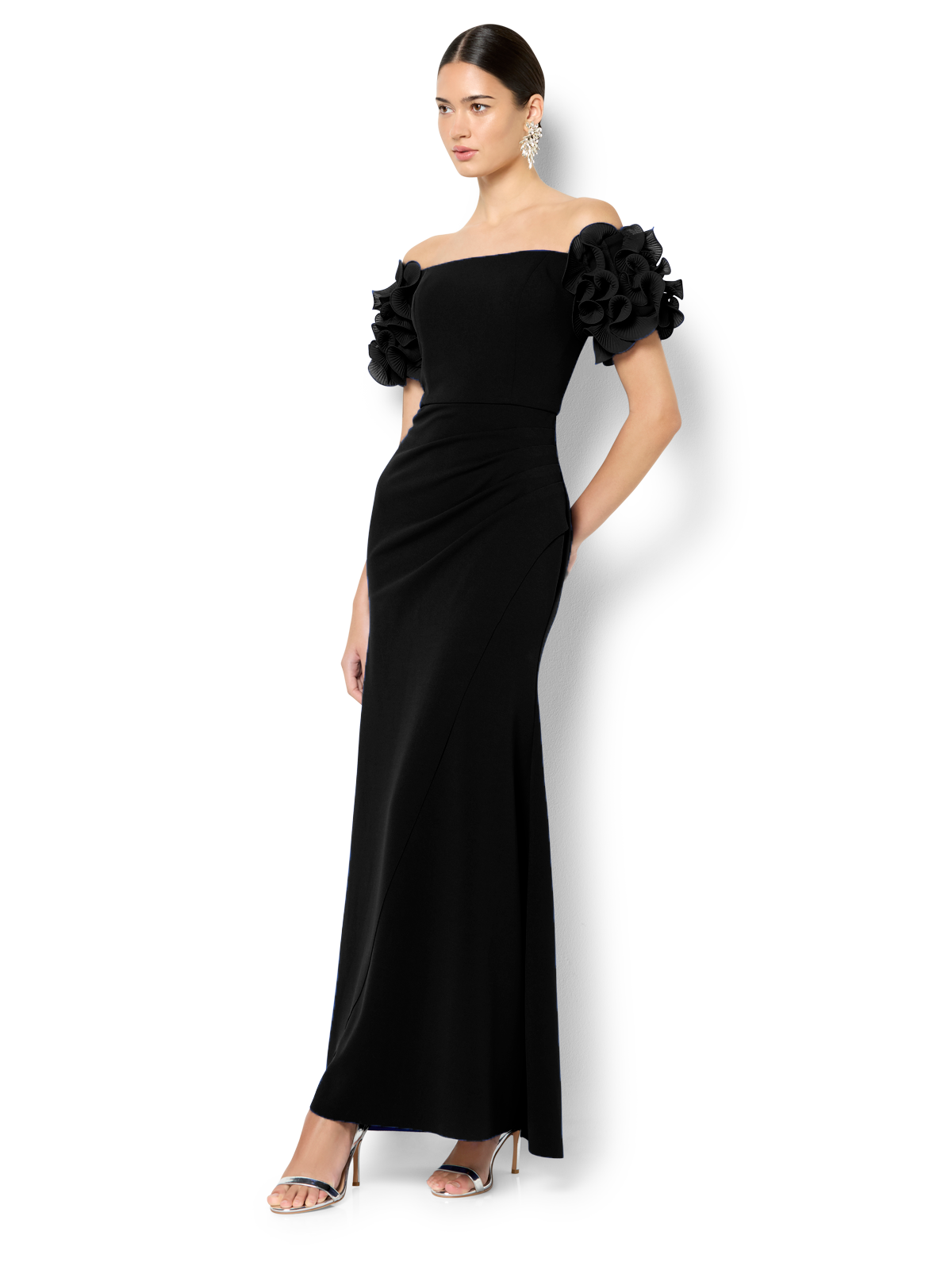 Diana Black Ruffle Sleeve Gown