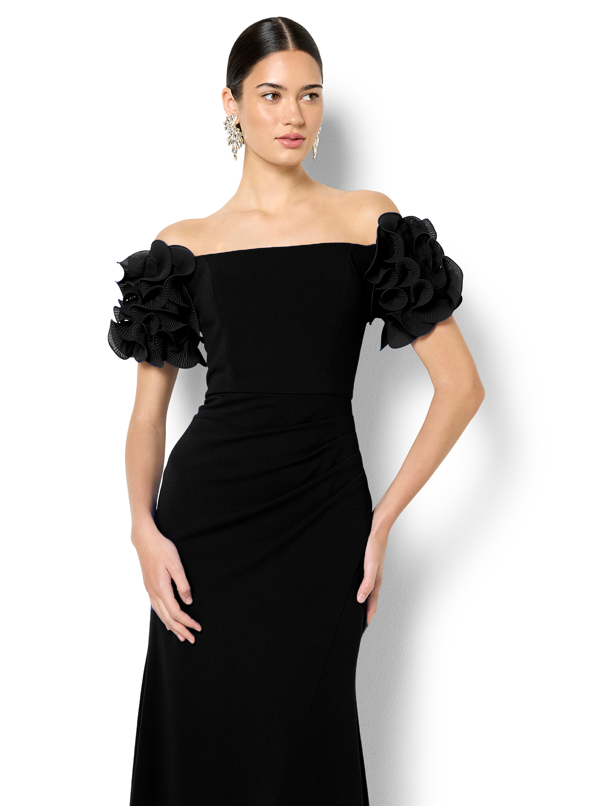 Diana Black Ruffle Sleeve Gown