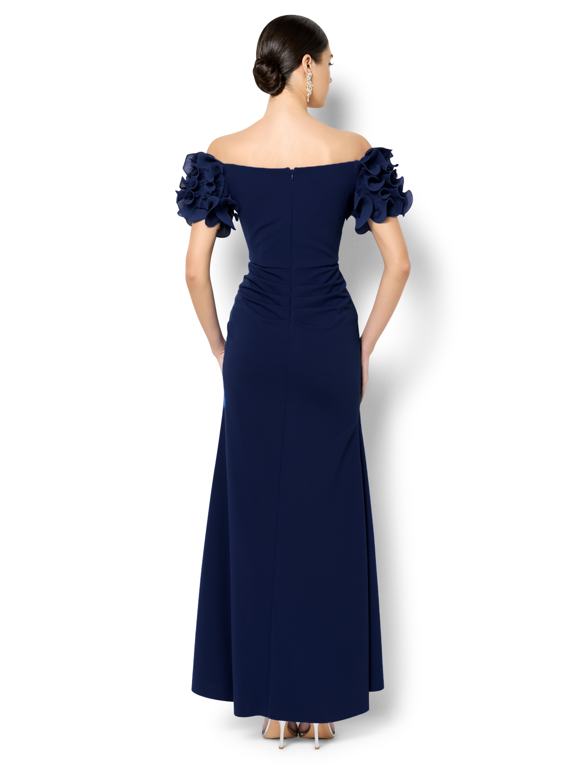 Diana Navy Ruffle Sleeve Gown