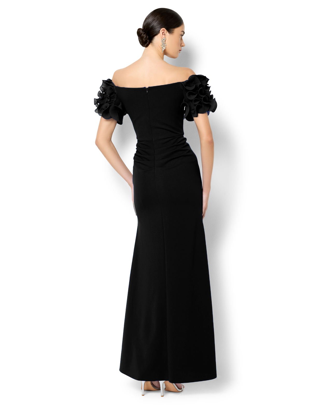 Diana Black Ruffle Sleeve Gown