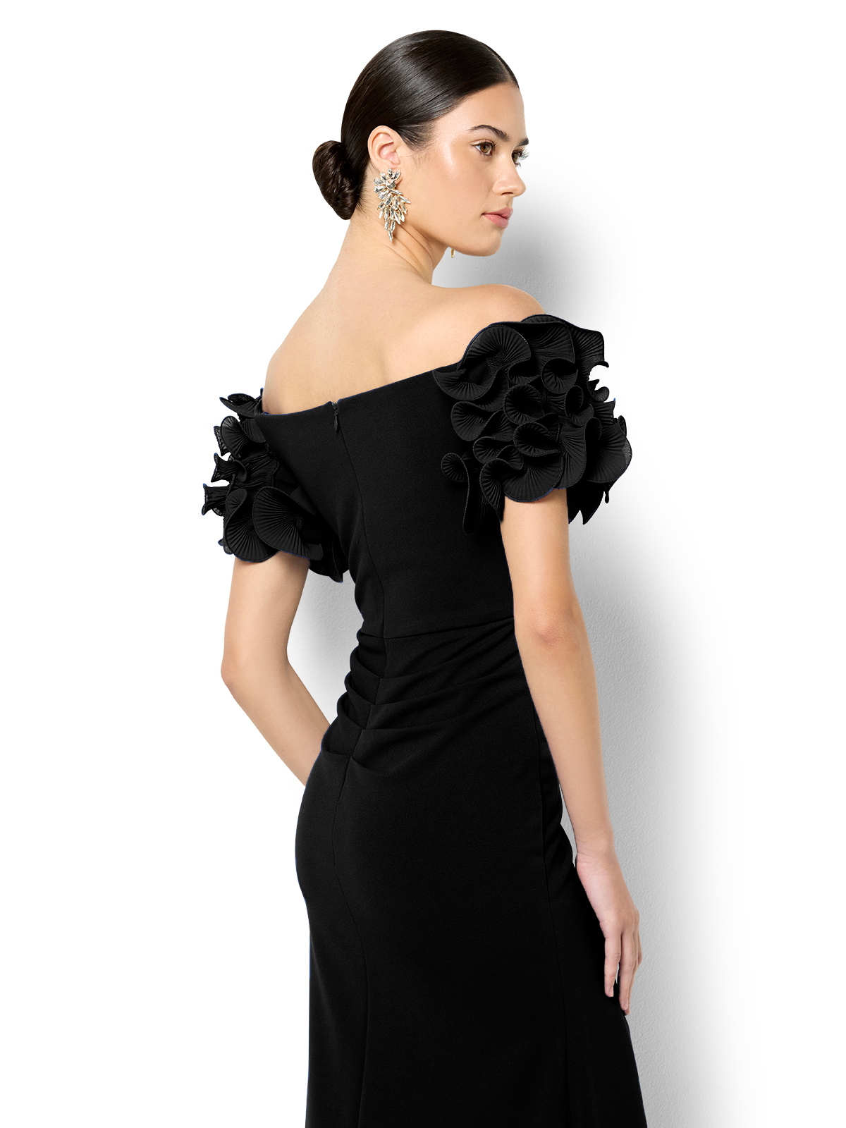Diana Black Ruffle Sleeve Gown