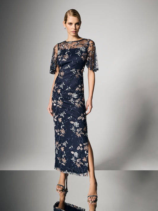 Florence Navy Embroidered Gown