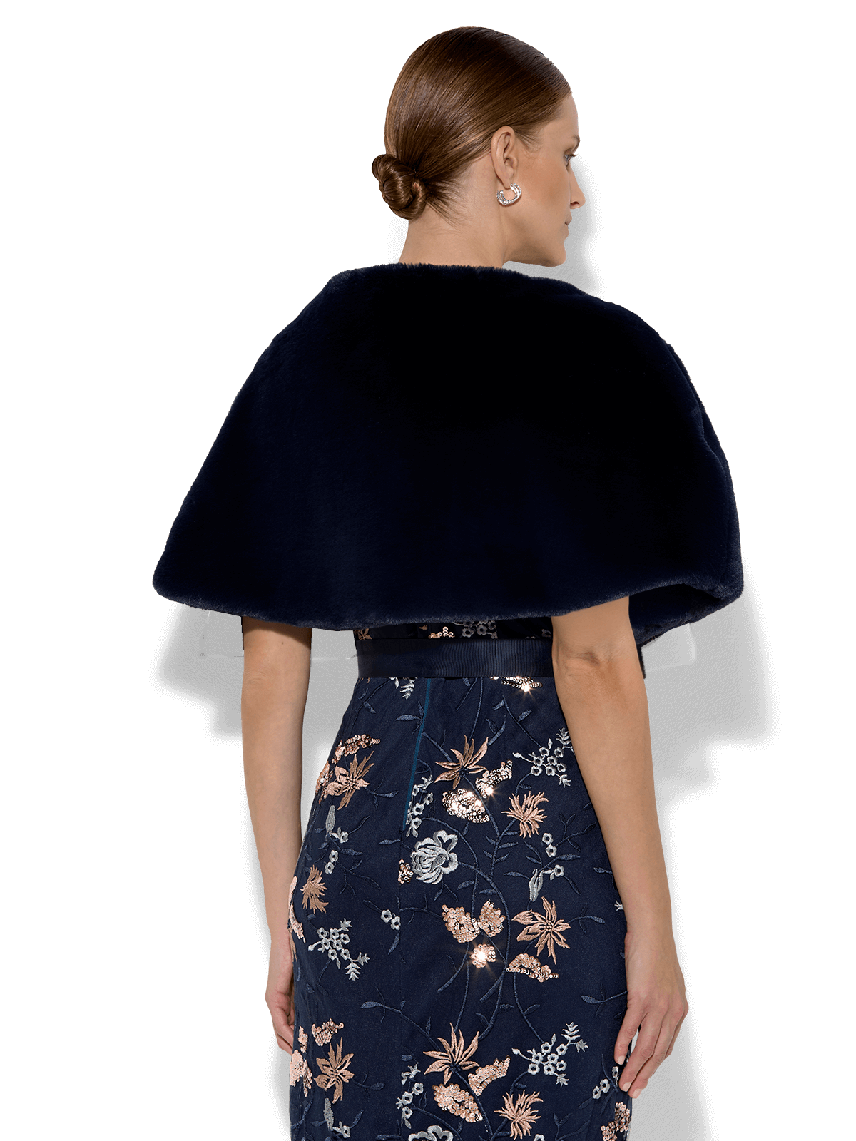 Karine Navy Faux Fur Wrap