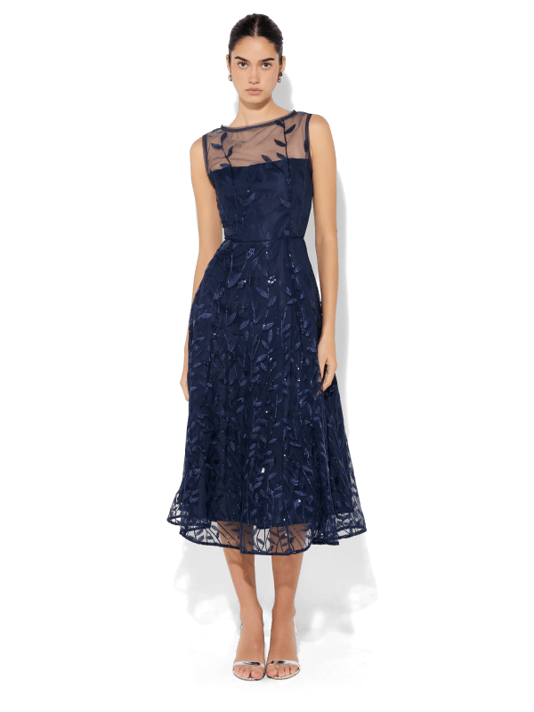 Kourtney Navy Embroidered Dress by Montique