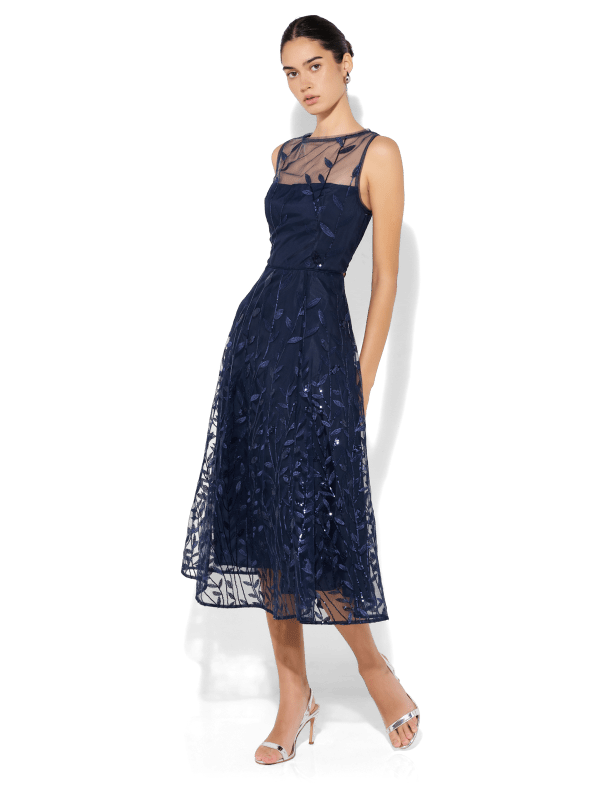 Kourtney Navy Embroidered Dress by Montique