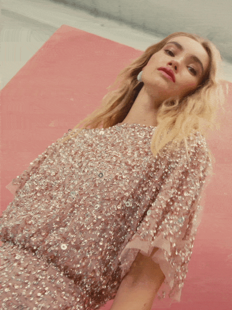 Mimi Vintage Pink Hand Beaded Gown