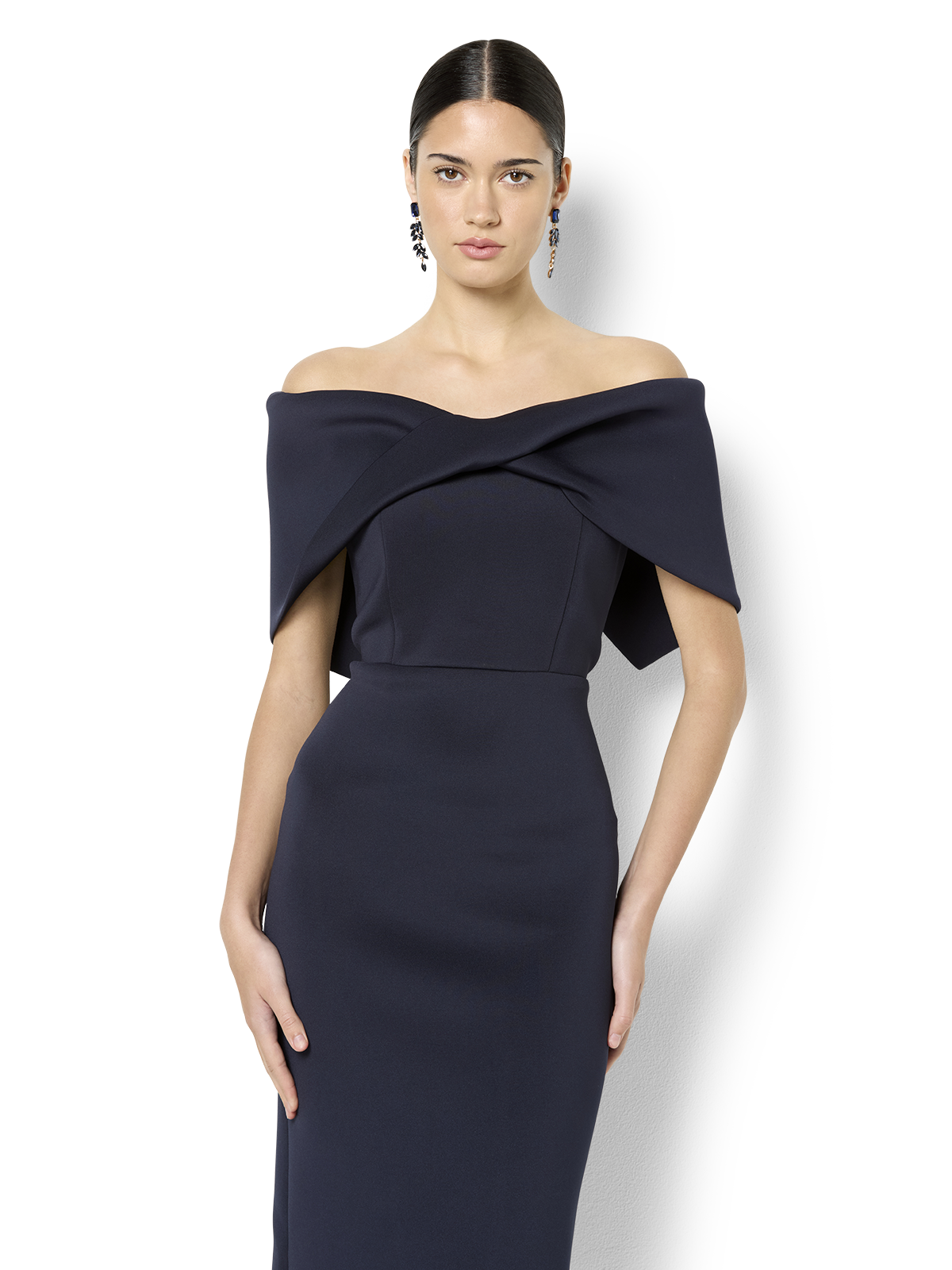 Regina Navy Off The Shoulder Dress