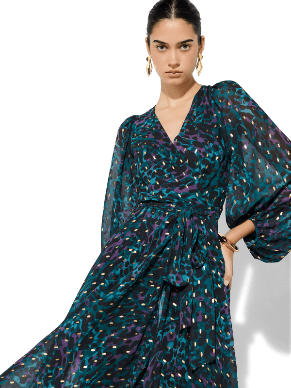 Sahara Mystic Leopard Print Wrap Dress by Montique