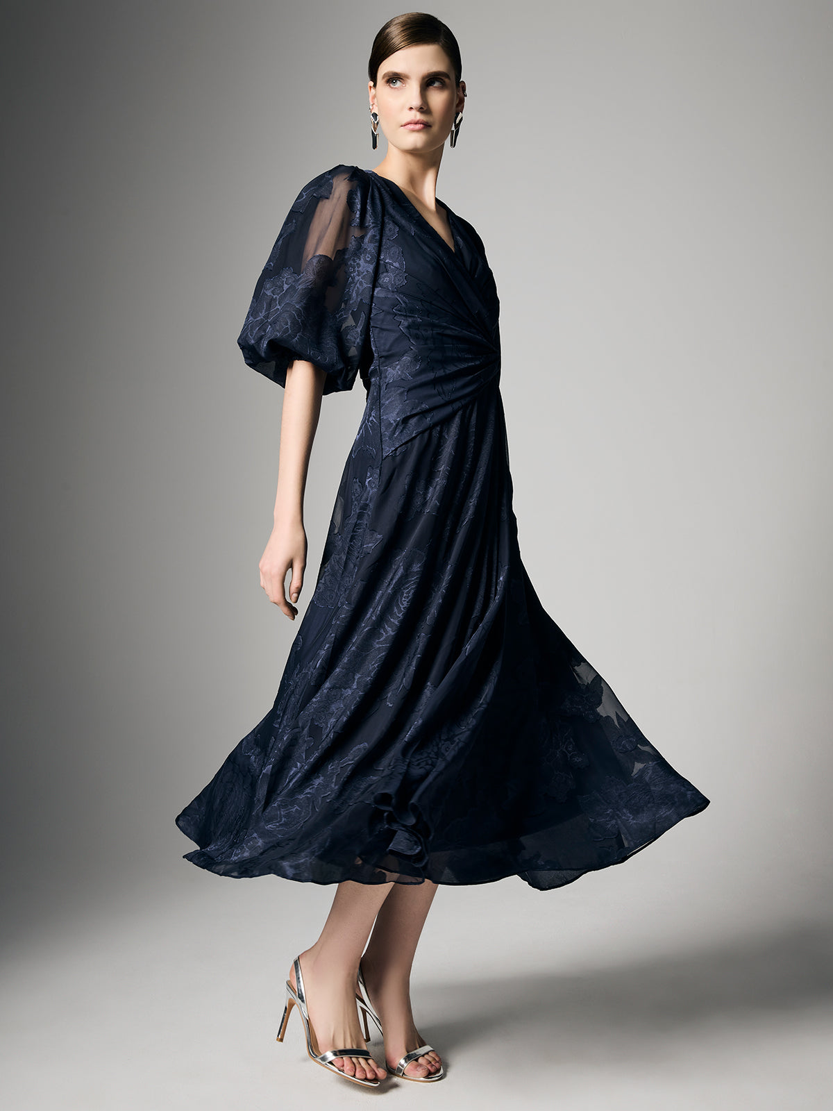 Saige Navy Floral Wrap Dress - Montique Clothing Saige Navy Floral Wrap Dress - Montique Clothing