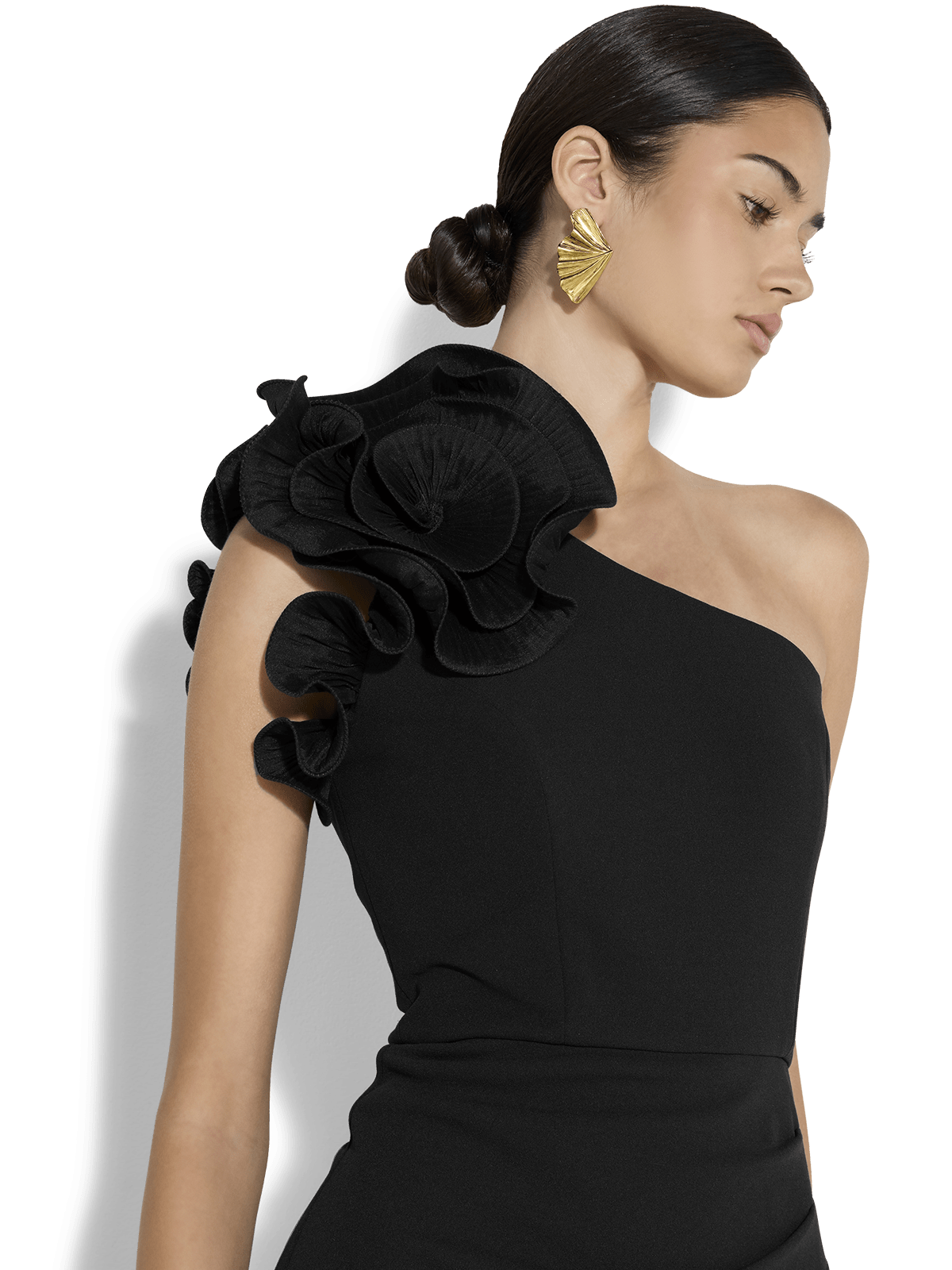 Sandro Black One Shoulder Gown