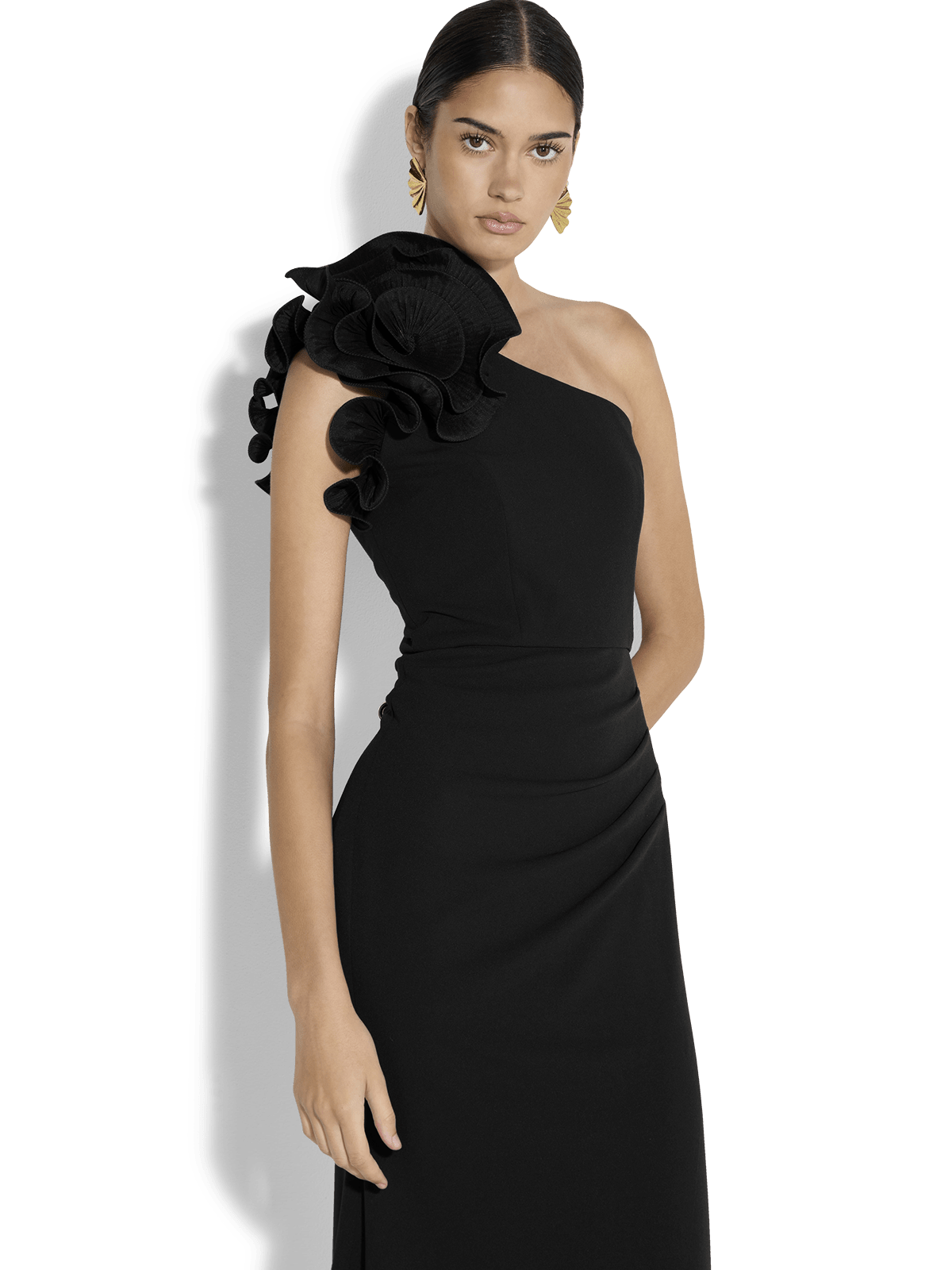 Sandro Black One Shoulder Gown