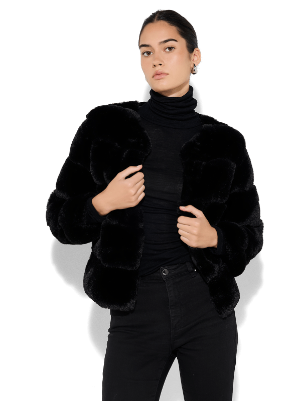 Teddi Black Fur Coat by Montique