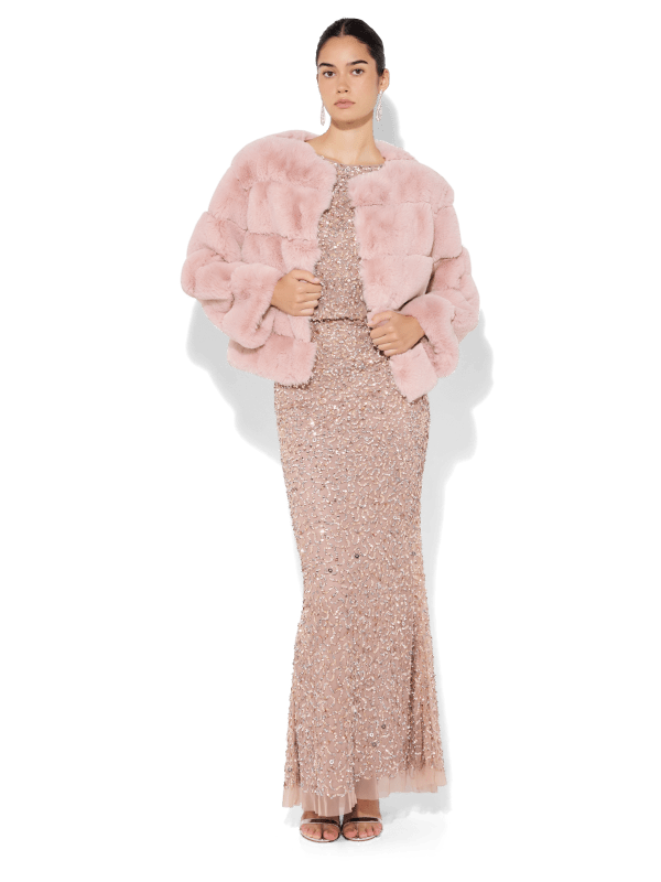 Teddi Pink Fur Coat by Montique