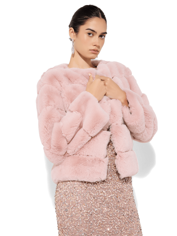 Teddi Pink Fur Coat by Montique