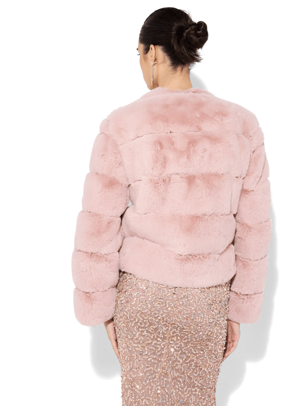 Teddi Pink Fur Coat by Montique