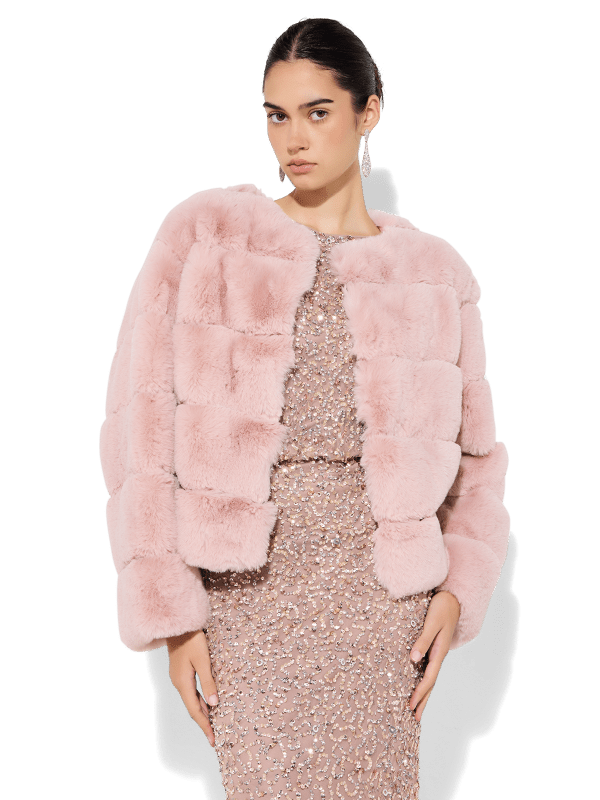 Teddi Pink Fur Coat by Montique