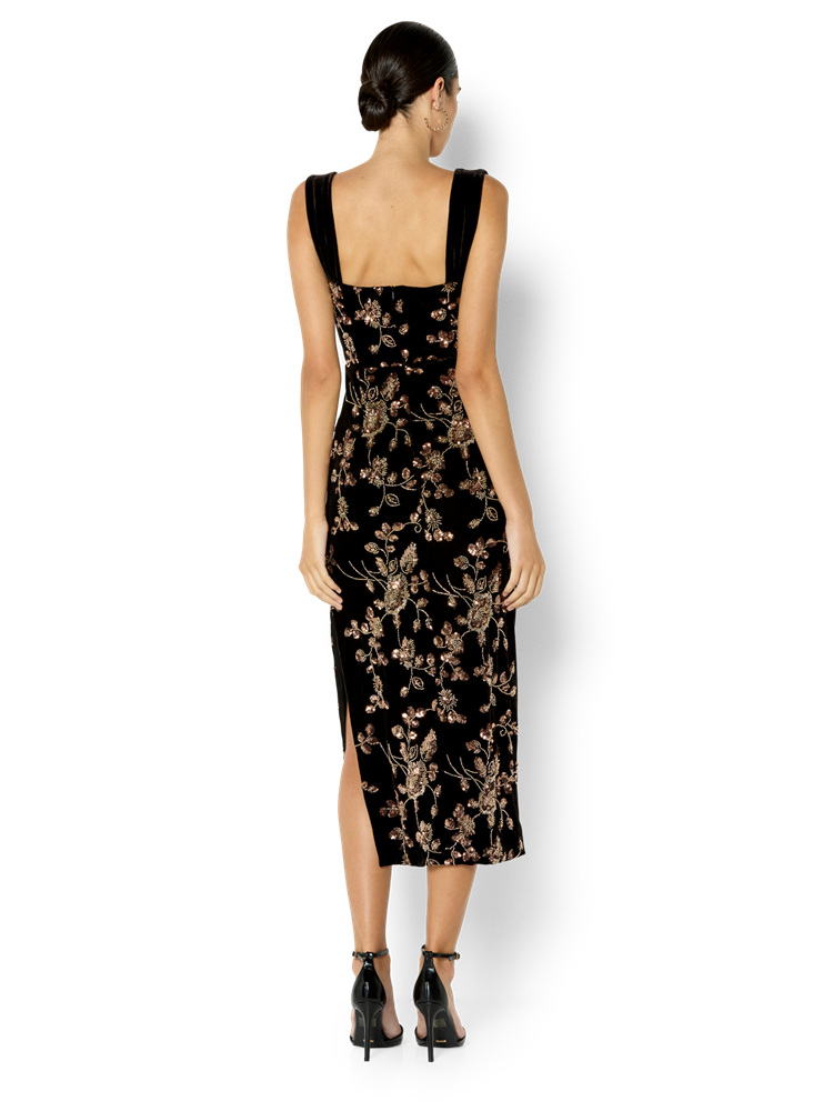 Violetta Black Velvet Sequin Cocktail Dress