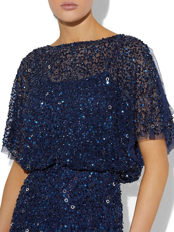 Alinda Navy Hand Beaded Dress by Montique