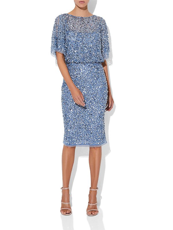 Alinda Sky Blue Hand Beaded Dress by Montique