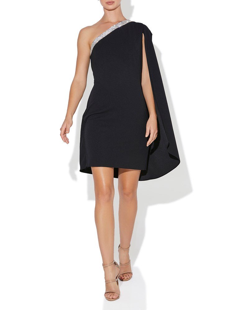 Amber Black One Shoulder Dress by Montique