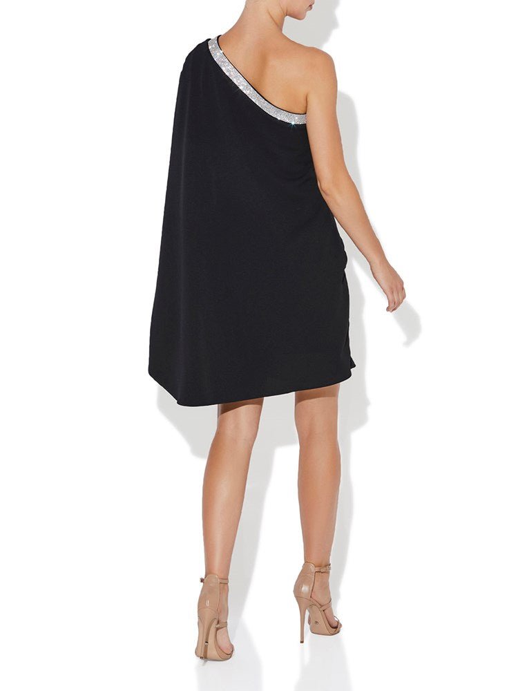 Amber Black One Shoulder Dress by Montique