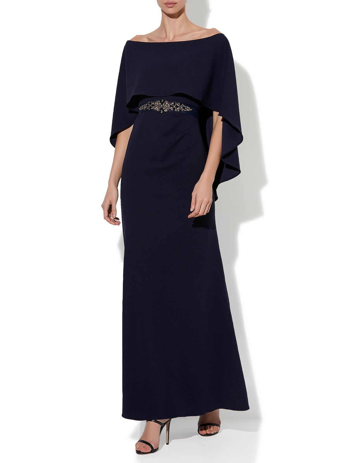 Ariella Navy Stretch Crepe Gown by Montique