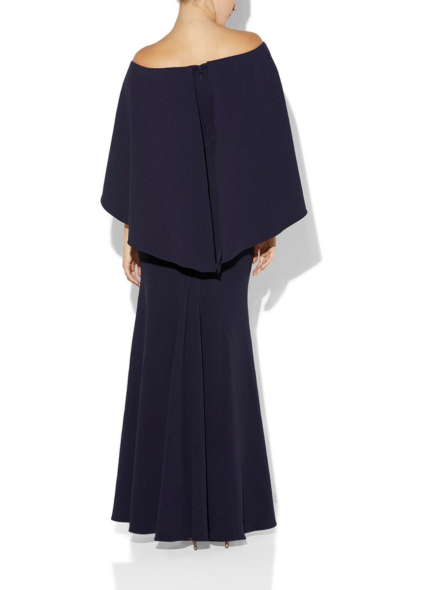 Ariella Navy Stretch Crepe Gown by Montique