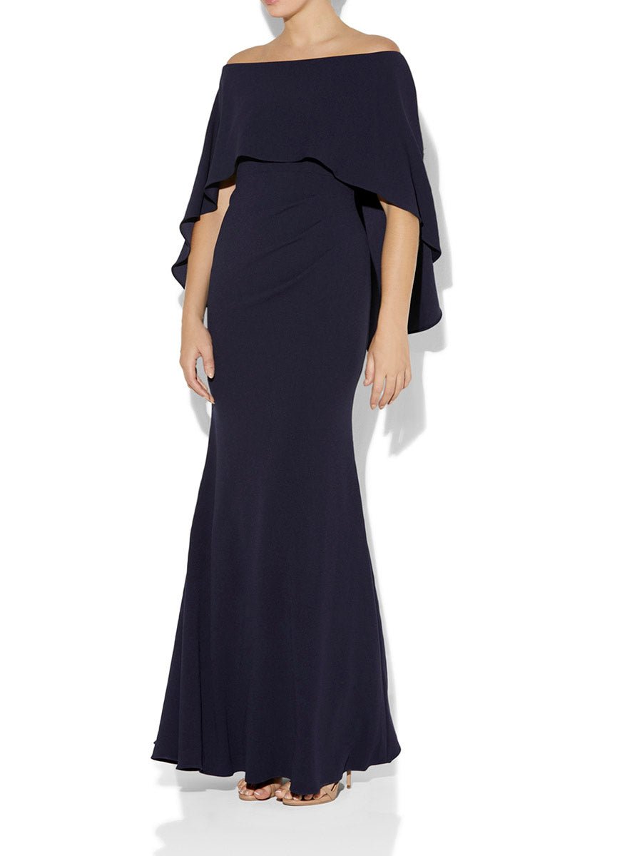 Ariella Navy Stretch Crepe Gown by Montique