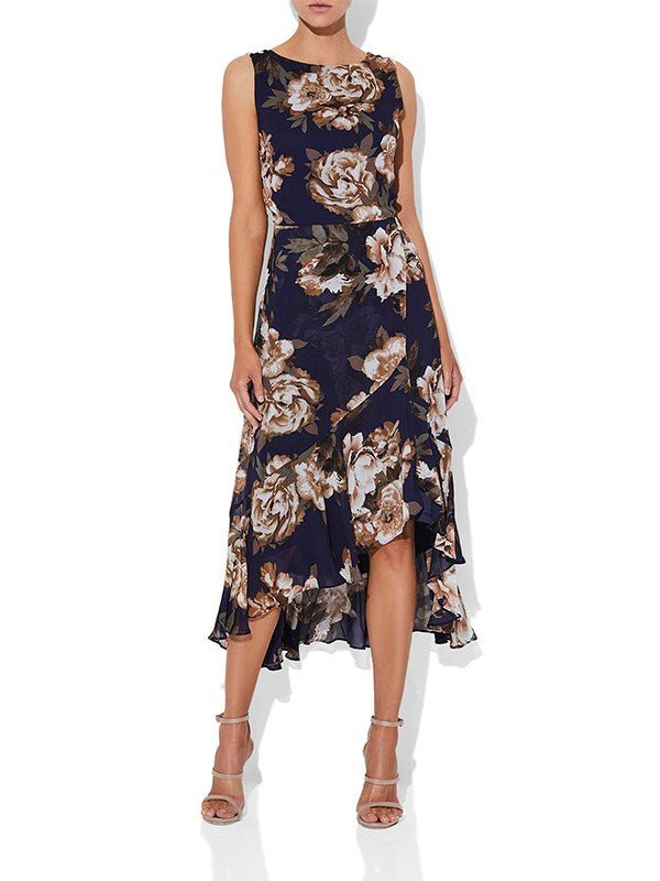 Ashley Navy Printed Dress by Montique