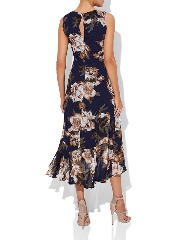 Ashley Navy Printed Dress by Montique