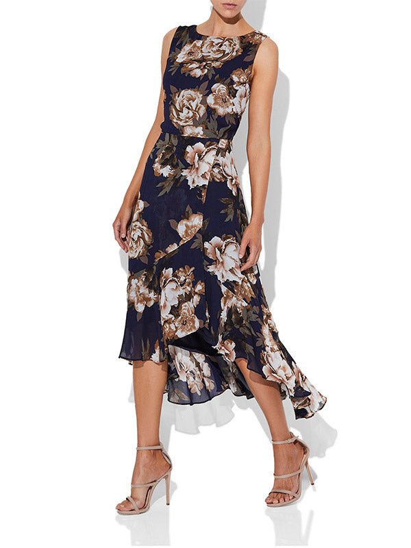 Ashley Navy Printed Dress by Montique