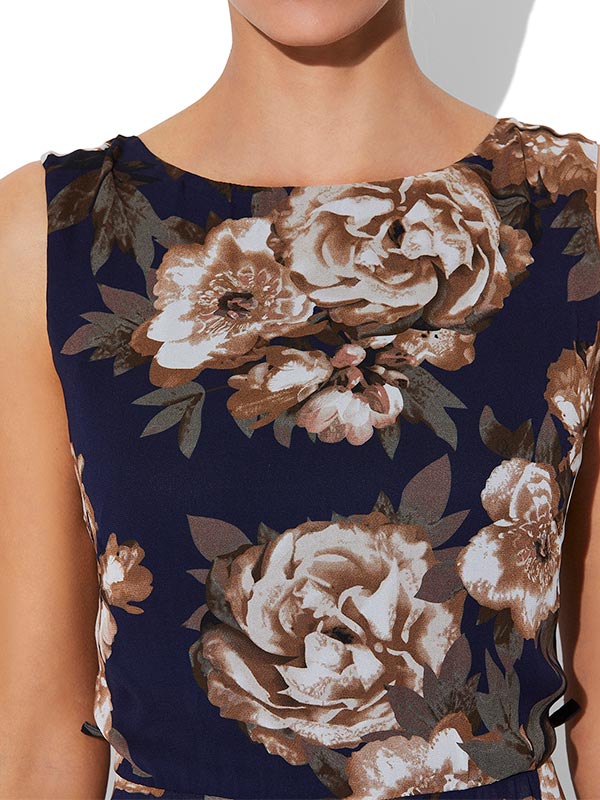 Ashley Navy Printed Dress by Montique