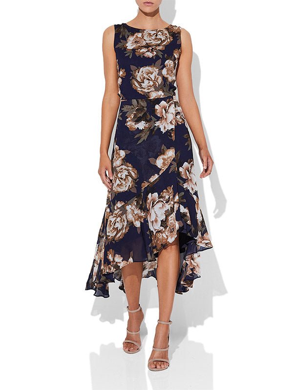 Ashley Navy Printed Dress by Montique