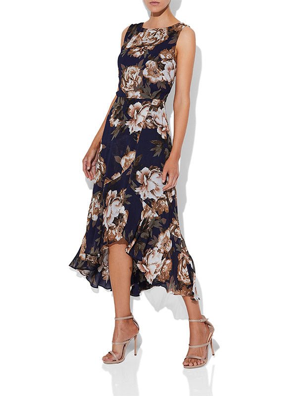 Ashley Navy Printed Dress by Montique