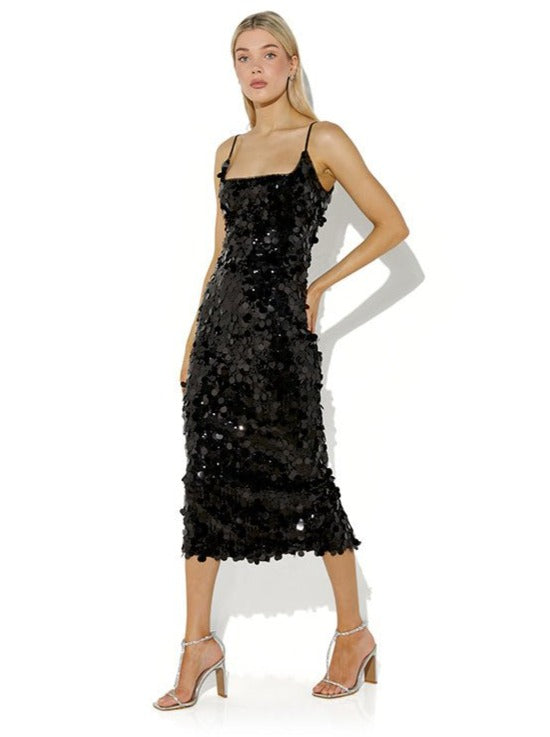 Austin Black Sequin Shift Dress by Montique