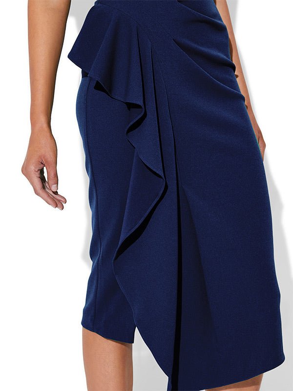 Dana Navy Stretch Crepe Dress by Montique