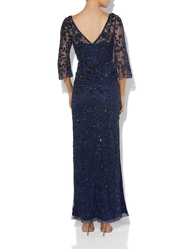 Eliza Navy Hand Beaded Gown by Montique