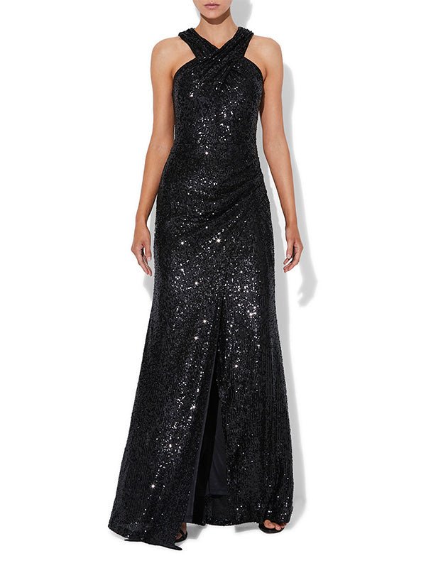 Elsa Black Sequin Gown by Montique